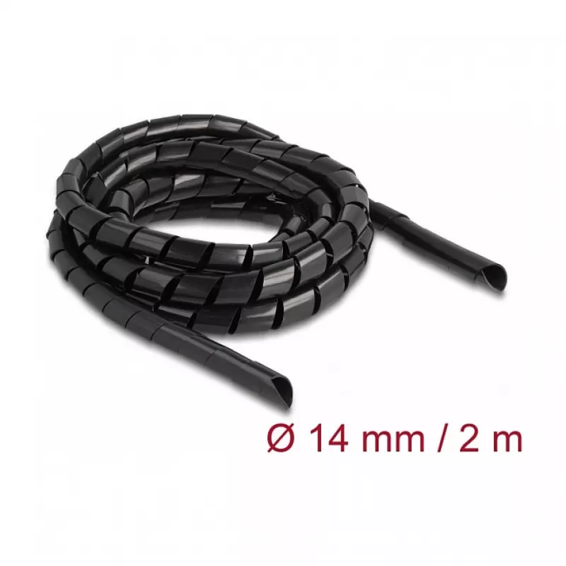 DeLOCK špirálová hadica flexibilná 2 m x 14 mm čierna polyetylén