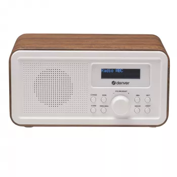 Rádio DENVER DAB-30DW DAB/UKW stolové rádio s tmavým dreveným povrchom