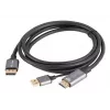 Lanberg CA-HDDP-20CU-0018-BK videokábel adaptér 1,8 m DisplayPort HDMI + USB čierny, strieborný