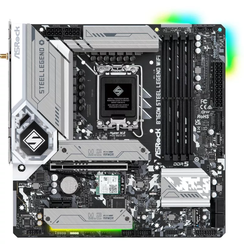 Základná doska ASRock B760M Steel Legend WiFi — Intel B760, LGA 1700, micro ATX, DDR5, 4 DIMM, 128GB, Wi‑Fi 6E, 2.5Gb LAN