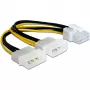 Delock 82397 napájací adaptérový kábel PCI Express, 2x 4-pin 5,25" na 8-pin PCIe, 12 V, 0,30 m