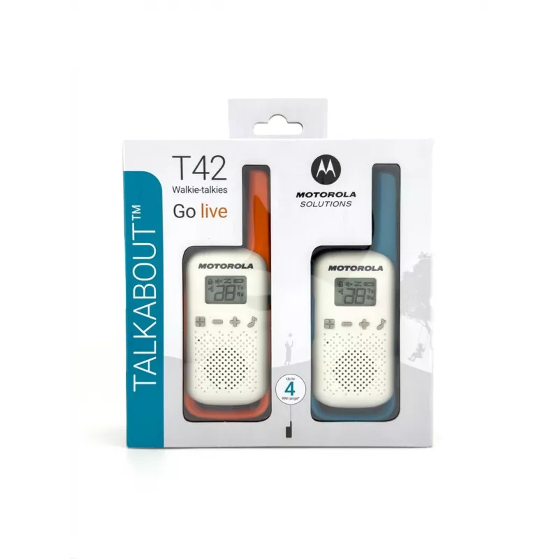 Motorola Talkabout T42 – vysielačka, balenie 2 ks (oranžovo-modrá)