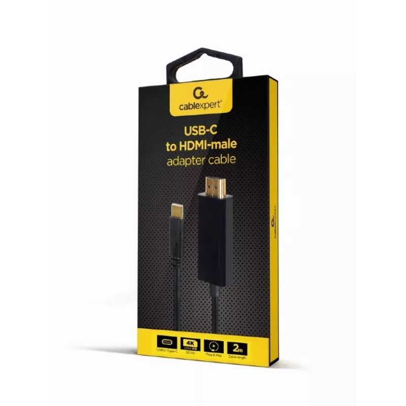 Gembird A-CM-HDMIM-02 kábel USB-C na HDMI, 2 m, 4K 60 Hz, čierny