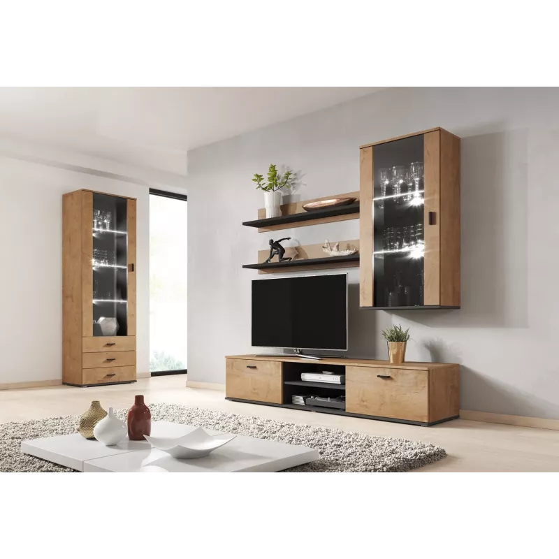 Cama sada dvoch políc 125cm SOHO dub lefkas/čierna