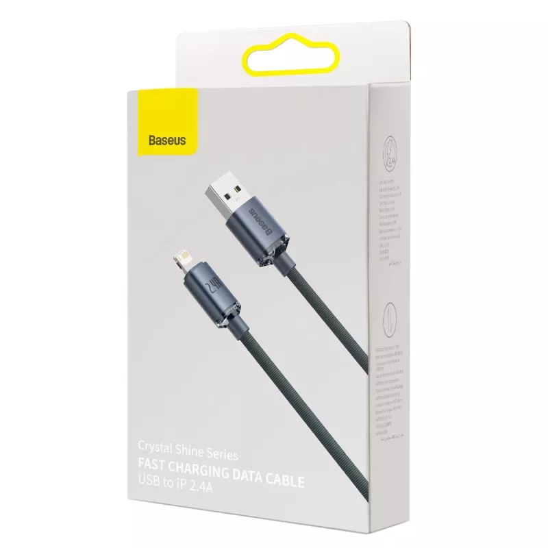 Baseus Crystal Shine kábel USB na Lightning, 2,4A, 2m (čierna)