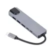 GEMBIRD USB Type-C 6-in-1 multiport adaptér A-CM-COMBO5-06 — HDMI, PD 54W, Gigabit-LAN, 2× USB-A, Type-C (5 Gbit/s)