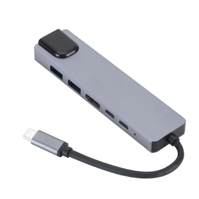 GEMBIRD USB Type-C 6-in-1 multiport adaptér A-CM-COMBO5-06 — HDMI, PD 54W, Gigabit-LAN, 2× USB-A, Type-C (5 Gbit/s)