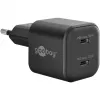 Nástenná nabíjačka GOOBAY 75333 — univerzálna AC-USB-C nabíjačka do interiéru, 2x USB-C, 35 W, čierna