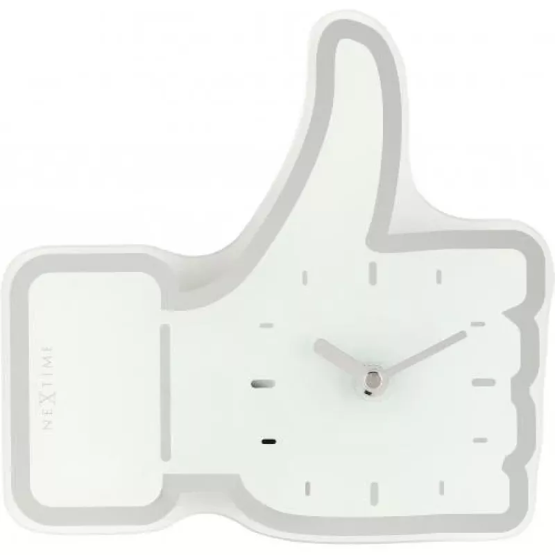NeXtime hodiny 5185wi Mini Thumbs Up, 20,5x21 cm, nástenné, biele/strieborné