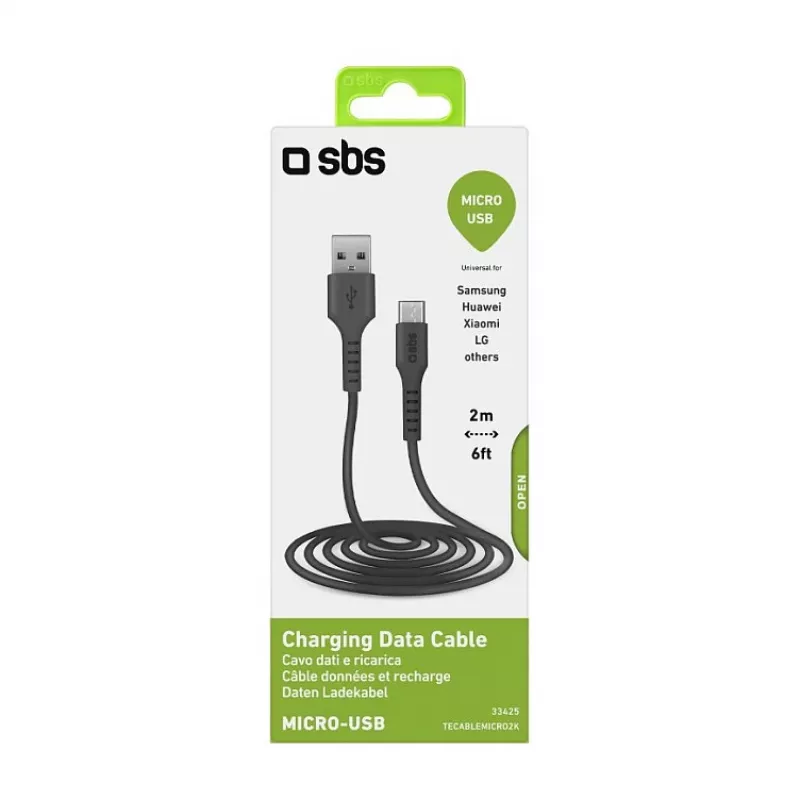 SBS TECABLEMICRO2K 2 m USB A Micro-USB B samec-samec čierny USB kábel (TEKabelMICRO2K)