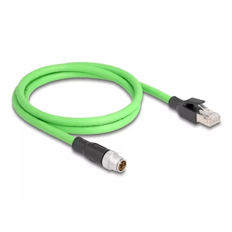 Sieťový kábel DeLOCK M12 kábel X-kódovaný 8-pinový konektor samec na RJ45 konektor samec PUR (TPU) 1 m