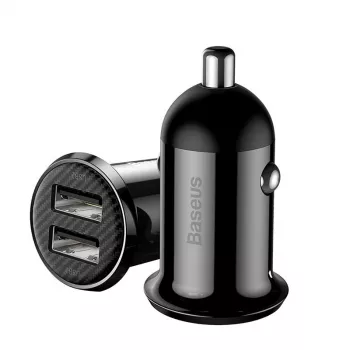 Auto nabíjačka Baseus Gain Pro univerzálna čierna – 2× USB 2.0, 2,4 A na port, vstup 12–24 V, výstup 5 V