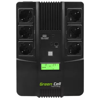 Záložný zdroj Green Cell UPS06, Line-Interactive 600 VA (360 W), 6 AC výstupov, LCD, USB, RJ-45, 12 V 7 Ah batéria
