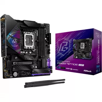 Základná doska ASRock Phantom Gaming Z890M Riptide WiFi — Intel Z890, LGA1851, microATX, DDR5, 4x DIMM, 256GB, Wi‑Fi 6E, 2.5Gb LAN