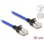 Sieťový kábel DeLOCK RJ45 Cat.6A 0,3 m modrý