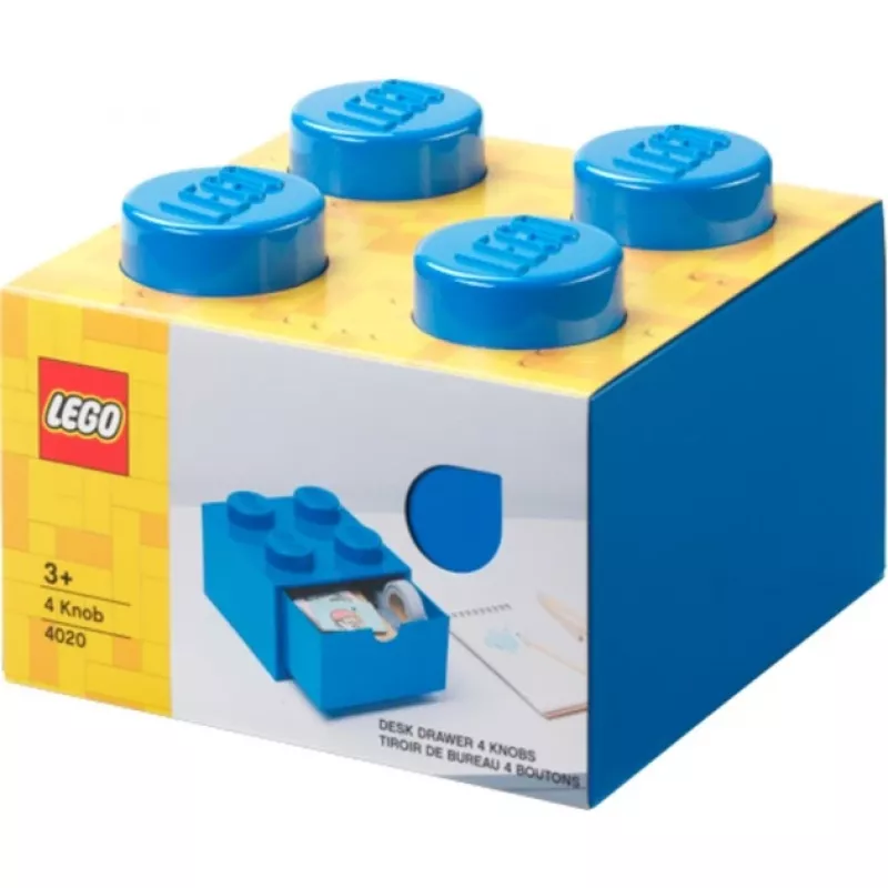 LEGO zásuvka na písací stôl 4, úložná krabica modrá, výstupky