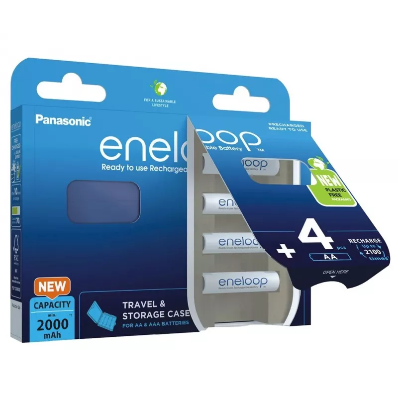 Akumulátory PANASONIC ENELOOP AA 2000 mAh 4 ks + puzdro (BK-3MCDE/4CP+CASE)
