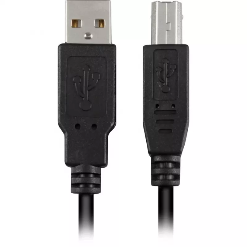USB 2.0 kábel, USB-A konektor samec > USB-B konektor samec (čierny, 2,0 metra)