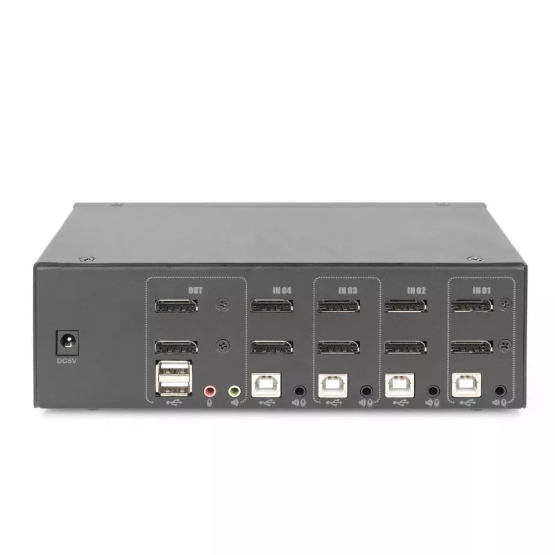 DIGITUS KVM Switch, 4 porty, Dual Display, 4K, DisplayPort®
