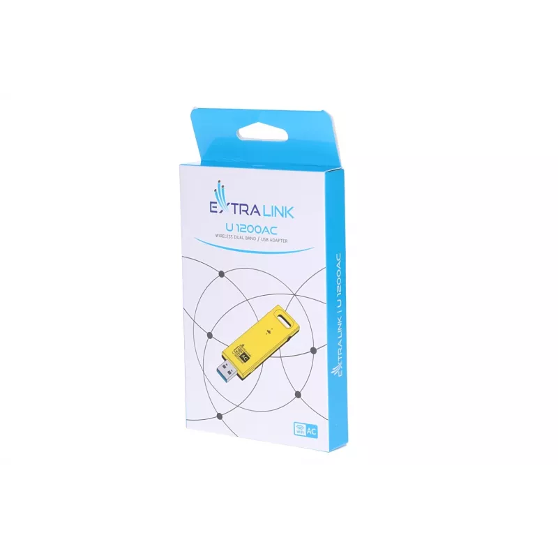 Bezdrôtový USB adaptér Extralink U1200AC AC1200 Dual-Band, žltý plast