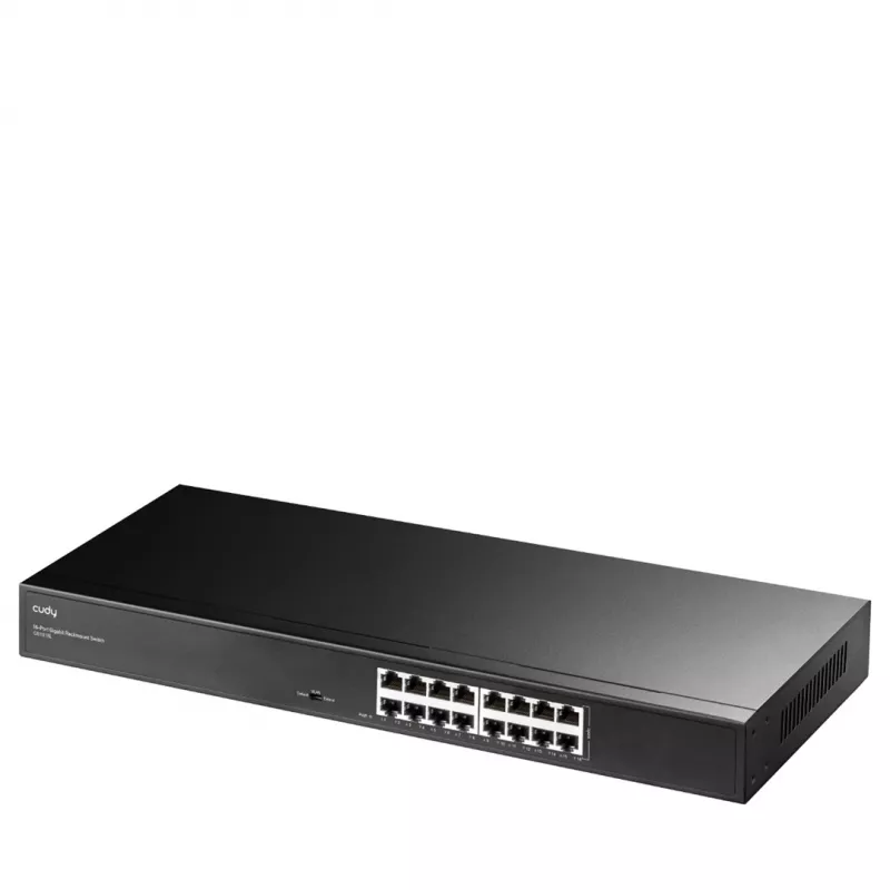 Sieťový switch Cudy GS1016L — 16-portový Gigabit Ethernet (10/100/1000), 32 Gbit/s switching, racková montáž