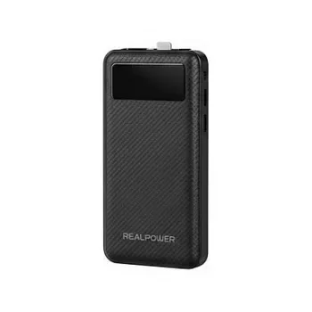 Powerbank RealPower PB-10000 Plus 10 000 mAh 20 W 2×USB-A 1×USB-C čierna