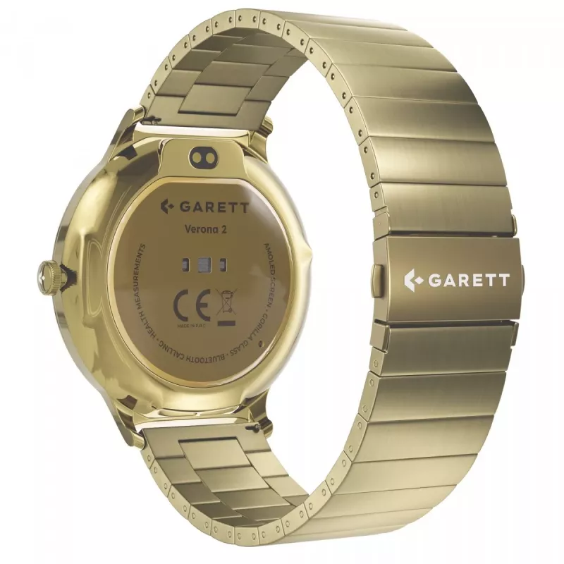 Smartwatch Garett Verona 2 Gold Steel s Bluetooth a meračom srdcového tepu
