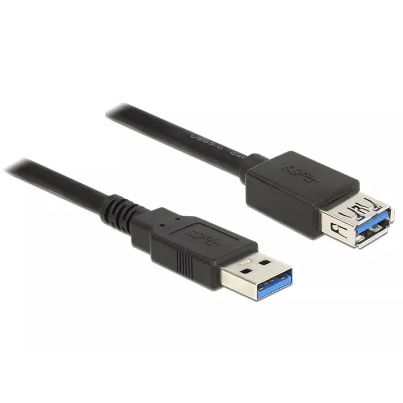 USB 3.2 Gen 1 predlžovací kábel, USB-A konektor samec > USB-A konektor samica (čierny, 2 metre, SuperSpeed)
