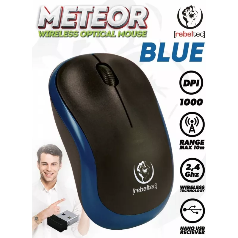 Bezdrôtová optická myš Rebeltec METEOR modrá RBLMYS00048 USB