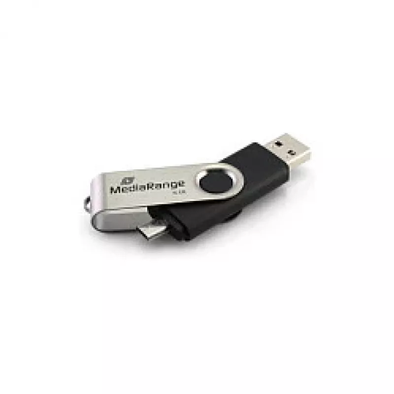 MediaRange MR932 - USB flash disk - 32 GB - USB 2.0 / Micro-USB - čierny/strieborný (MR932-2)
