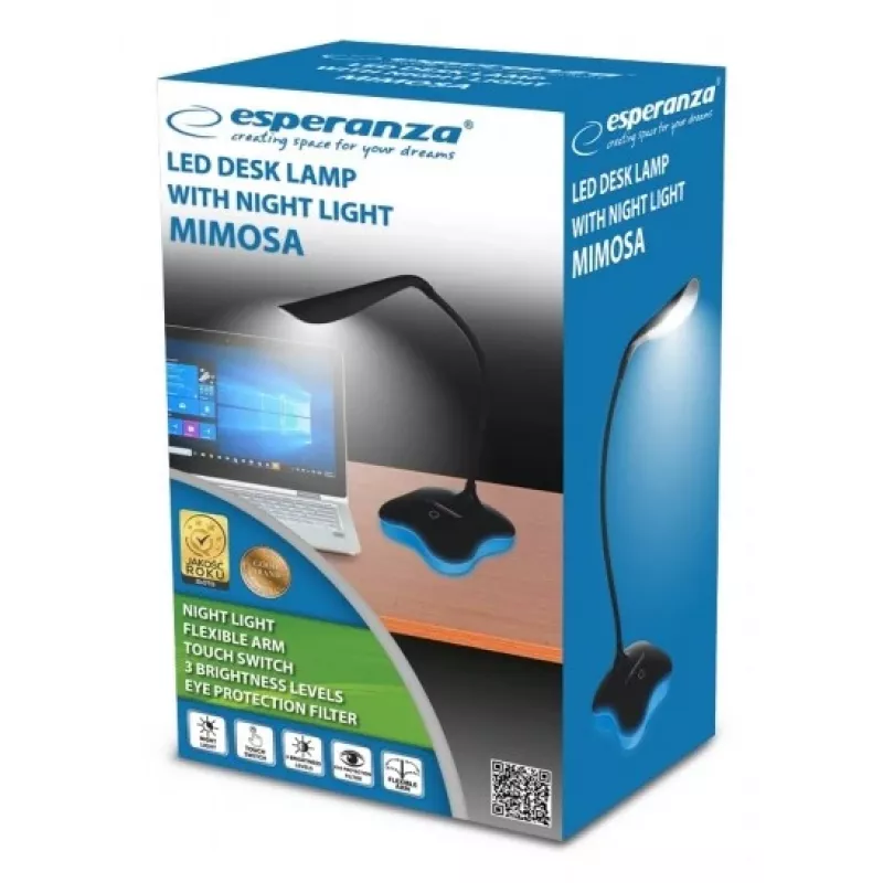 Esperanza ELD105K Mimosa LED stolová lampa, 3 W, čierna