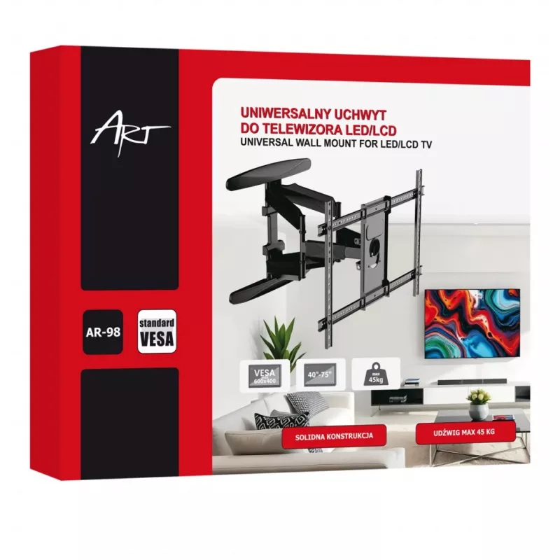 GART LCD/LED držiak TV 40-75 45 kg vertikálne/horizontálne nastavenie 58-380 mm max. VESA 600x400