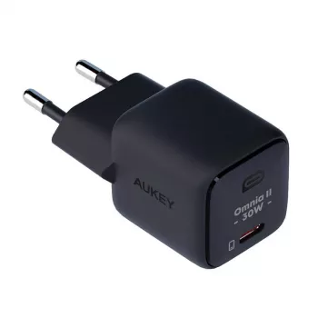 Napájací zdroj Aukey PA-B1L USB-C 30W čierny — kompaktný USB‑C PD napájací adaptér