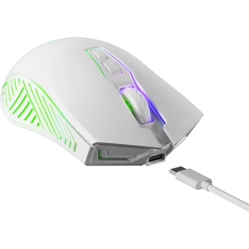 Bezdrôtová herná myš DEFENDER Pandora White – obojručná, 3200 DPI, 6 tlačidiel, programovateľná, optická, USB