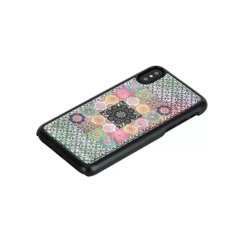 Puzdro na smartphone iKins pre iPhone XS / XS S — dizajn Flower Garden, čierne
