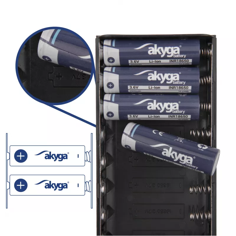 Akyga AK-BC-04 Skrinka na powerbanku 20000 mAh, 8x 18650, 18W PD QC4+, USB-C, 2x USB-A, Lightning
