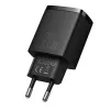 Indoor USB rýchlonabíjačka Baseus CCXJ-B01 – 2 porty (USB-C PD 20W + USB-A QC3.0 18W), 100–240 V, čierna