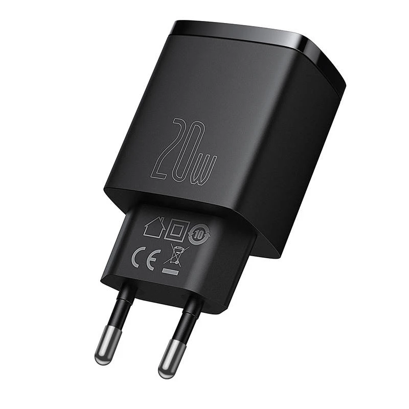 Indoor USB rýchlonabíjačka Baseus CCXJ-B01 – 2 porty (USB-C PD 20W + USB-A QC3.0 18W), 100–240 V, čierna