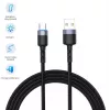 Dátový kábel Tellur USB na Type-C LED nylonový oplet 1,2 m čierny