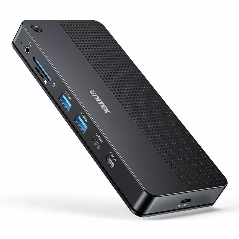 Dokovacia stanica UNITEK D1103A01 USB4 káblová čierna 100W Power Delivery
