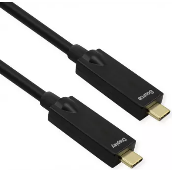 ROLINE USB 3.2 Gen 2 kábel, AOC, C-C, ST/ST, 10Gbit/s, 4K60Hz, PD (Power Delivery) 60W, čierny, 15 m