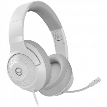 LORGAR Noah 101, gaming headset s mikrofónom, 3,5-mm jack konektor, dĺžka kábla 2 m, skladací dizajn, PU kožené ušné polštárky, veľkosť: 185*195*80 mm, 0,245 kg, biela