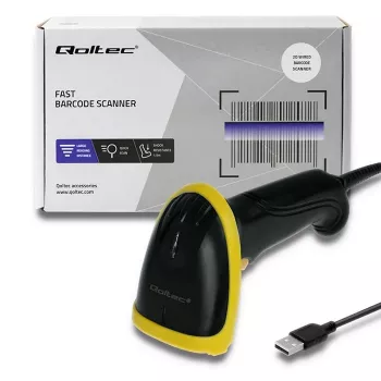 Qoltec 50867 laserová čítačka čiarových kódov 1D/2D, USB, čierna
