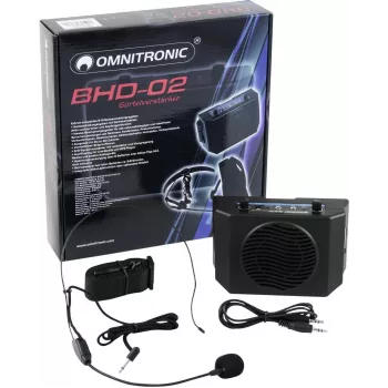 Zosilňovač na opasok Omnitronic BHD-02 20 W výkon kompaktný prenosný zosilňovač pre prenosné audio aplikácie