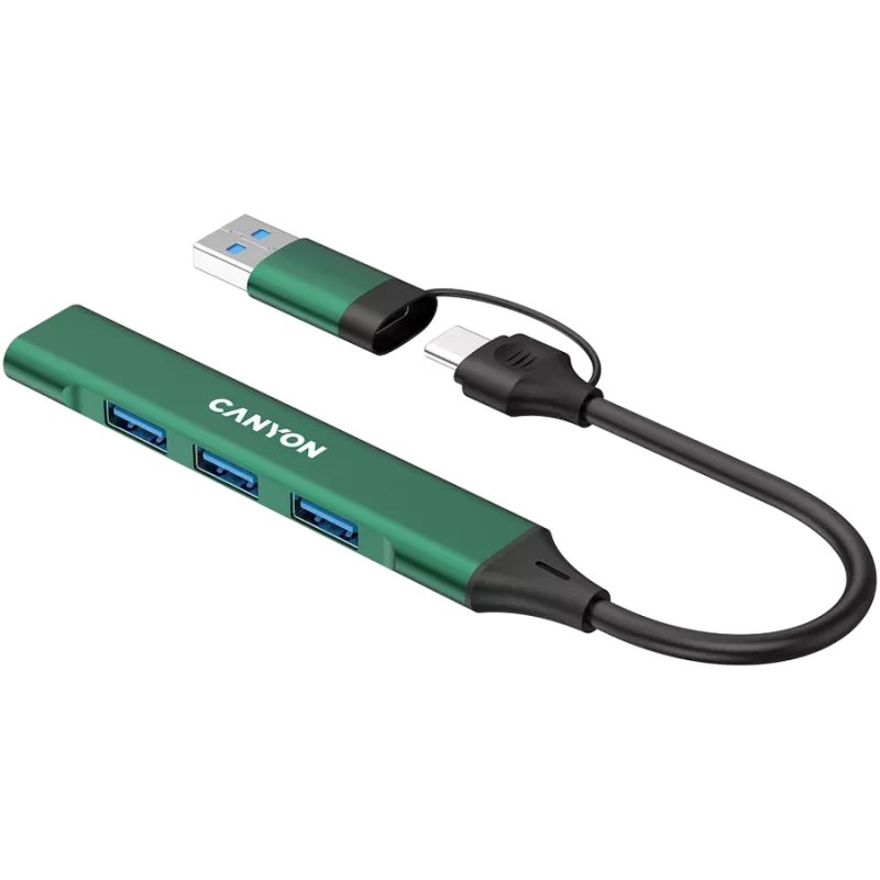 CANYON hub DS-02 4in1 USB-A/C zelený