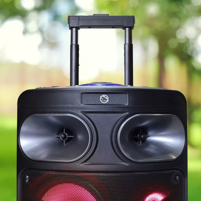 Prenosný Bluetooth karaoke reproduktor MANTA SPK0803B140 140W, batériové napájanie, MIC/USB/microSD, FM, ekvalizér, kolieska