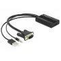 Video adaptérový kábel DeLOCK 62597 0,25 m HDMI Type-A VGA D-Sub 3,5 mm USB Type-A čierny