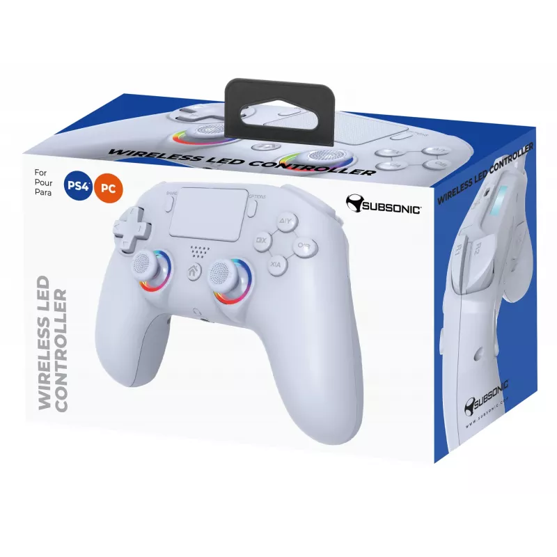 Bezdrôtový LED ovládač SUBSONIC SA5639-2 — pre PS4 a PC, biely, bezdrôtové pripojenie