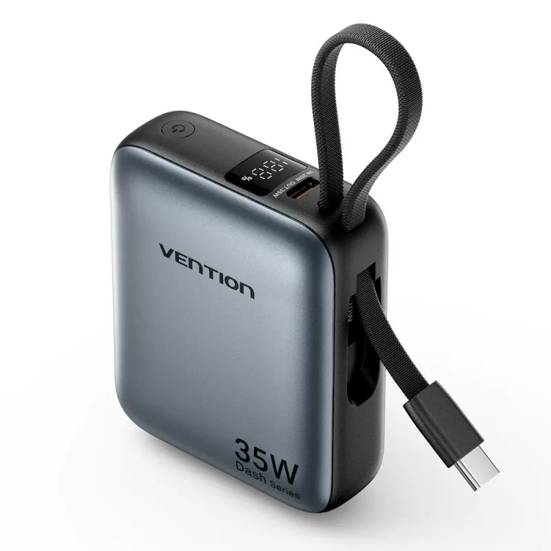 Vention FHEH0 powerbanka 10000 mAh 35 W s káblom USB-C, sivá