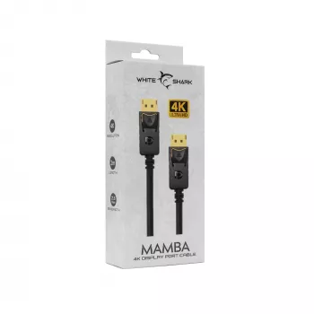 DisplayPort kábel White Shark MAMBA 2m – 4K 60Hz, kompatibilný s 2.0